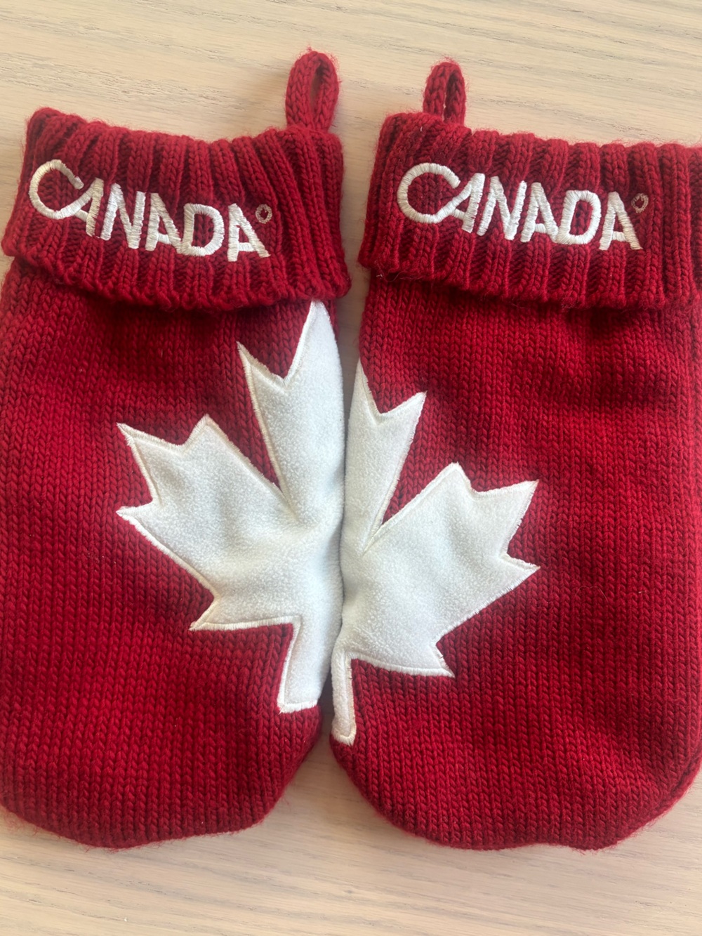 Set of Hudson’s Bay Company Olympic Team Canada Red Knit Mitten Stockings